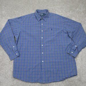 Polo Ralph Lauren Shirt Mens XL Blue Lowell Sport Two-Ply Cotton L/S Button Up